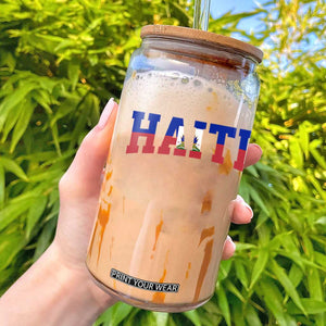Vintage Haiti Glass Can Varsity Haitian Flag Classic Haitian Pride College Style