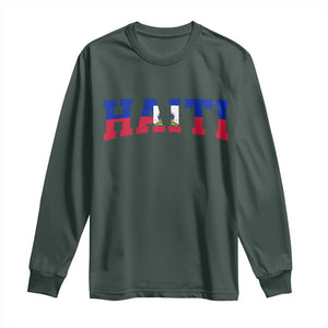 Vintage Haiti Long Sleeve Shirt Varsity Haitian Flag Classic Haitian Pride College Style
