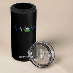 El Salvador 4 in 1 Can Cooler Tumbler Vintage Salvadoran Flag Heartbeat Independence Day TS10 Print Your Wear
