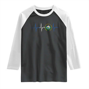 El Salvador Raglan Shirt Vintage Salvadoran Flag Heartbeat Independence Day TS10 Black White Print Your Wear