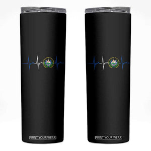 El Salvador Skinny Tumbler Vintage Salvadoran Flag Heartbeat Independence Day TS10 Black Print Your Wear