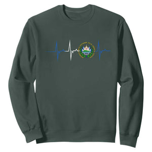 El Salvador Sweatshirt Vintage Salvadoran Flag Heartbeat Independence Day TS10 Dark Forest Green Print Your Wear