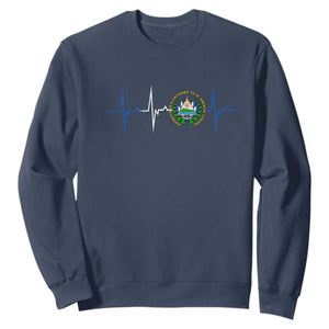 El Salvador Sweatshirt Vintage Salvadoran Flag Heartbeat Independence Day TS10 Navy Print Your Wear