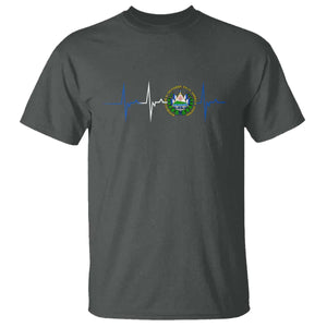 El Salvador T Shirt Vintage Salvadoran Flag Heartbeat Independence Day TS10 Dark Heather Print Your Wear