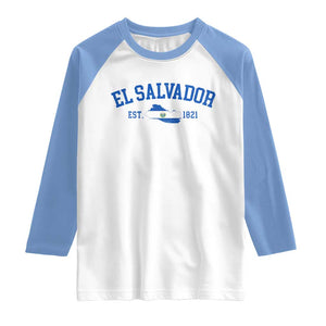 Vintage El Salvador Map Raglan Shirt Salvadoran Independence Day Jersey Letters TS10 White Carolina Blue Print Your Wear
