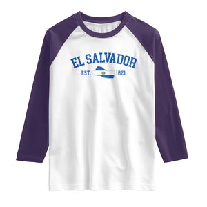 Vintage El Salvador Map Raglan Shirt Salvadoran Independence Day Jersey Letters TS10 White Purple Print Your Wear
