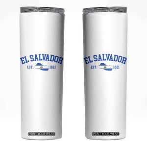 Vintage El Salvador Map Skinny Tumbler Salvadoran Independence Day Jersey Letters TS10 White Print Your Wear