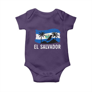 El Salvador Flag Baby Onesie Salvadoran Pride Torogoz Bird Palm Tree Volcano TS10 Purple Print Your Wear