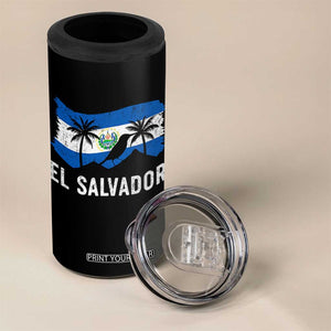 El Salvador Flag 4 in 1 Can Cooler Tumbler Salvadoran Pride Torogoz Bird Palm Tree Volcano TS10 Print Your Wear