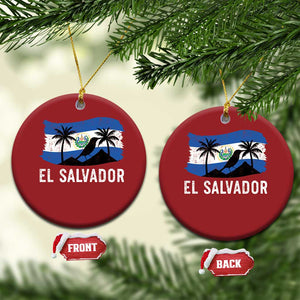 El Salvador Flag Christmas Ornament Salvadoran Pride Torogoz Bird Palm Tree Volcano TS10 Circle Red Print Your Wear