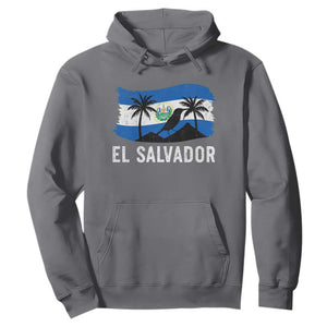 El Salvador Flag Hoodie Salvadoran Pride Torogoz Bird Palm Tree Volcano TS10 Charcoal Print Your Wear