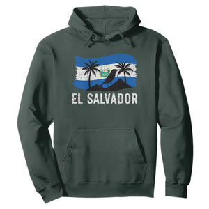 El Salvador Flag Hoodie Salvadoran Pride Torogoz Bird Palm Tree Volcano TS10 Dark Forest Green Print Your Wear