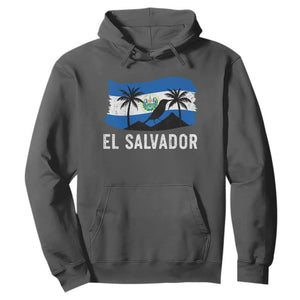 El Salvador Flag Hoodie Salvadoran Pride Torogoz Bird Palm Tree Volcano TS10 Dark Heather Print Your Wear