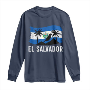 El Salvador Flag Long Sleeve Shirt Salvadoran Pride Torogoz Bird Palm Tree Volcano TS10 Navy Print Your Wear