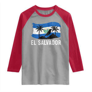 El Salvador Flag Raglan Shirt Salvadoran Pride Torogoz Bird Palm Tree Volcano TS10 Sport Gray Red Print Your Wear