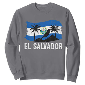 El Salvador Flag Sweatshirt Salvadoran Pride Torogoz Bird Palm Tree Volcano TS10 Charcoal Print Your Wear