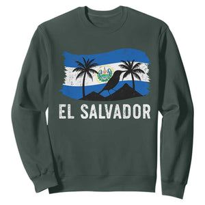 El Salvador Flag Sweatshirt Salvadoran Pride Torogoz Bird Palm Tree Volcano TS10 Dark Forest Green Print Your Wear