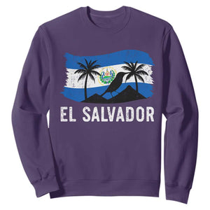 El Salvador Flag Sweatshirt Salvadoran Pride Torogoz Bird Palm Tree Volcano TS10 Purple Print Your Wear