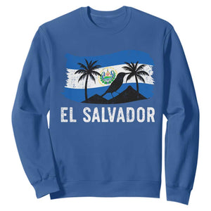El Salvador Flag Sweatshirt Salvadoran Pride Torogoz Bird Palm Tree Volcano TS10 Royal Blue Print Your Wear