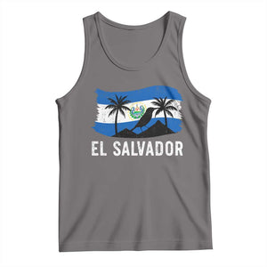El Salvador Flag Tank Top Salvadoran Pride Torogoz Bird Palm Tree Volcano TS10 Deep Heather Print Your Wear