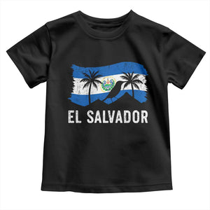 El Salvador Flag Toddler T Shirt Salvadoran Pride Torogoz Bird Palm Tree Volcano TS10 Black Print Your Wear
