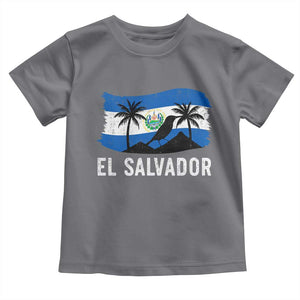El Salvador Flag Toddler T Shirt Salvadoran Pride Torogoz Bird Palm Tree Volcano TS10 Charcoal Print Your Wear