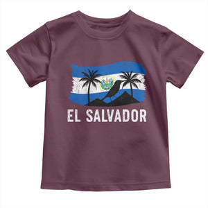 El Salvador Flag Toddler T Shirt Salvadoran Pride Torogoz Bird Palm Tree Volcano TS10 Maroon Print Your Wear