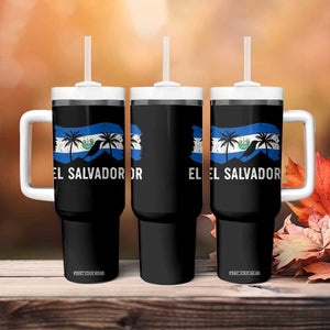 El Salvador Flag Tumbler With Handle Salvadoran Pride Torogoz Bird Palm Tree Volcano TS10 Print Your Wear