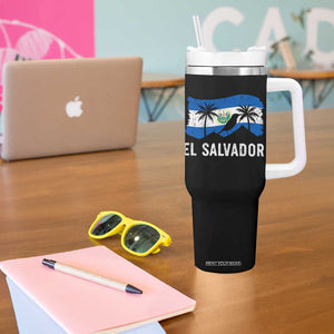 El Salvador Flag Tumbler With Handle Salvadoran Pride Torogoz Bird Palm Tree Volcano TS10 Print Your Wear