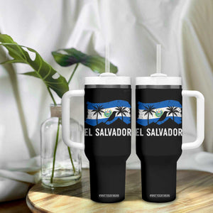El Salvador Flag Tumbler With Handle Salvadoran Pride Torogoz Bird Palm Tree Volcano TS10 Print Your Wear