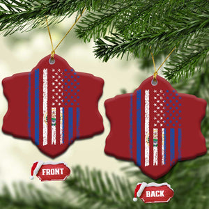 Salvadoran America Flag Christmas Ornament El Salvador USA Patriotic TS10 Snow Flake Red Print Your Wear