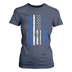 Salvadoran America Flag T Shirt For Women El Salvador USA Patriotic TS10 Navy Print Your Wear