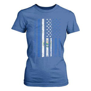 Salvadoran America Flag T Shirt For Women El Salvador USA Patriotic TS10 Royal Blue Print Your Wear