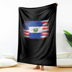 El Salvador American Flag Throw Blanket Distressed Grunge USA Salvadoran Pride TS10 Print Your Wear