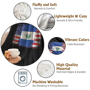 El Salvador American Flag Throw Blanket Distressed Grunge USA Salvadoran Pride TS10 Print Your Wear