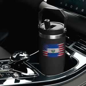 El Salvador American Flag Flip Straw Tumbler Distressed Grunge USA Salvadoran Pride TS10 Print Your Wear