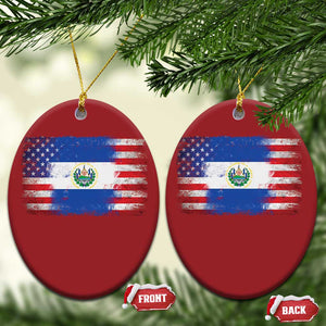 El Salvador American Flag Christmas Ornament Distressed Grunge USA Salvadoran Pride TS10 Oval Red Print Your Wear