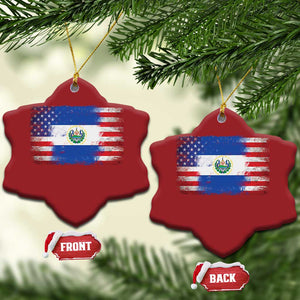 El Salvador American Flag Christmas Ornament Distressed Grunge USA Salvadoran Pride TS10 Snow Flake Red Print Your Wear