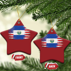 El Salvador American Flag Christmas Ornament Distressed Grunge USA Salvadoran Pride TS10 Star Red Print Your Wear
