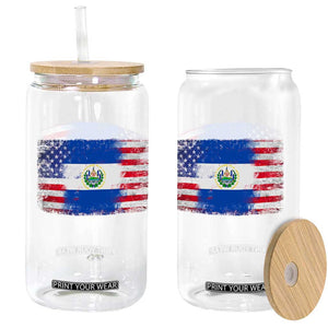 El Salvador American Flag Glass Can Distressed Grunge USA Salvadoran Pride TS10 Print Your Wear