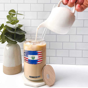 El Salvador American Flag Glass Can Distressed Grunge USA Salvadoran Pride TS10 Print Your Wear