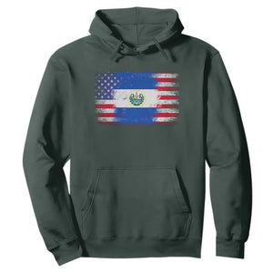 El Salvador American Flag Hoodie Distressed Grunge USA Salvadoran Pride TS10 Dark Forest Green Print Your Wear