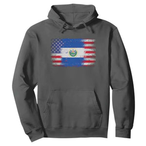 El Salvador American Flag Hoodie Distressed Grunge USA Salvadoran Pride TS10 Dark Heather Print Your Wear
