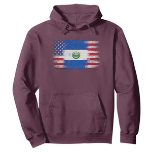 El Salvador American Flag Hoodie Distressed Grunge USA Salvadoran Pride TS10 Maroon Print Your Wear