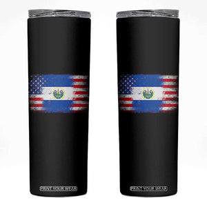 El Salvador American Flag Skinny Tumbler Distressed Grunge USA Salvadoran Pride TS10 Black Print Your Wear