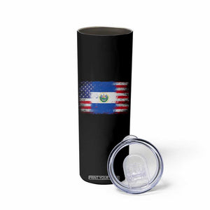 El Salvador American Flag Skinny Tumbler Distressed Grunge USA Salvadoran Pride TS10 Print Your Wear