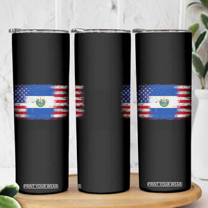 El Salvador American Flag Skinny Tumbler Distressed Grunge USA Salvadoran Pride TS10 Print Your Wear