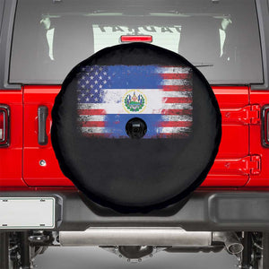 El Salvador American Flag Spare Tire Cover Distressed Grunge USA Salvadoran Pride TS10 Black Print Your Wear