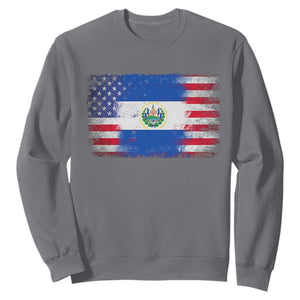 El Salvador American Flag Sweatshirt Distressed Grunge USA Salvadoran Pride TS10 Charcoal Print Your Wear
