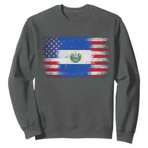 El Salvador American Flag Sweatshirt Distressed Grunge USA Salvadoran Pride TS10 Dark Heather Print Your Wear